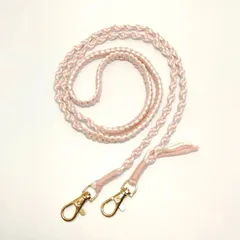 【ハンドメイド】マクラメ ショルダーストラップ ピンク×ホワイト A