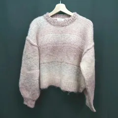 ◇ LOWRYS FARM クルーネック サイドスリット クロップド丈 長袖 セーター サイズM ピンク ホワイト レディース E  【1307120002549】