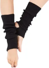 CALM.st レッグウォーマー レディース ヨガソックス トレンカ 防寒 保温 ダンス バレエ 日常 冷え 妊婦 足首ウォーマー (ブラック,  Free Size)