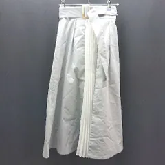 ◇ ◎ MERCURYDUO ウエストゴム フロントプリーツ素材 ロング丈 フレア スカート 表記なし ブルー ホワイト レディース E  【1307120003225】