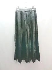 ◇ riche glamour プリーツ レザー素材 ウエストゴム クール ロング丈 フレア スカート サイズM ブラック レディース E  【1307120002747】