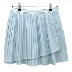 ルコックゴルフ プリーツスカート ライトブルー×白 ウエストラメライン内側インナーパンツ レディース L ゴルフウェア le coq sportif