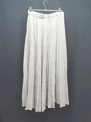 ◇ green label relaxing プリーツ ウエストゴム 大人カジュアル ロング丈 フレア スカート 表記なし グレー レディース E  【1307120003355】