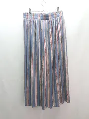 ◇ CutieBlonde キューティーブロンド ウエストゴム ストライプ柄 ワイド パンツ サイズM ライトブルー系 レディース E  【1307120004383】