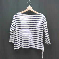◇ ANGLOBALSHOP アングローバルショップ クルーネック ボーダー柄 七分袖 カットソー サイズM ホワイト レディース E  【1307120005182】