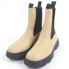 未使用品□BURBERRY バーバリー レザー 厚底 サイドゴアブーツ チェルシーブーツ ベージュ 42 保存袋付き イタリア製 メンズ オススメ◎