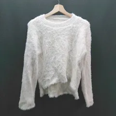 ◇ me+em select ミームセレクト クルーネック ケーブル 起毛 シンプル 長袖 ニット サイズF ホワイト レディース E  【1307120006929】