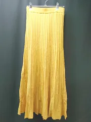 ◇ OZOC オゾック プリーツ ウエストゴム ニット シンプル ロング丈 フレア スカート サイズ38 イエロー レディース E  【1307120008077】