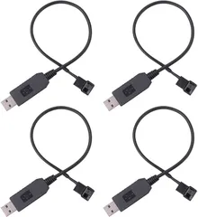 ピュアシーク ファン用USB電源変換ケーブル 約12V 4ピン出力 昇圧 4本セット アダプター