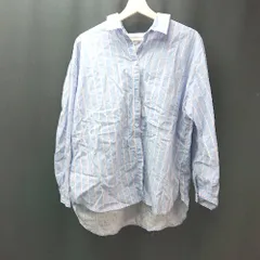 ◇ She's Closet カジュアル ストライプ 爽やか オーバー 長袖 シャツ サイズF ライトブルー/レッド レディース E  【1307120010063】