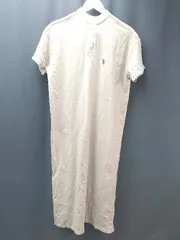 ◇ U.S.POLO ASSN カジュアル シンプル ロゴ刺繡 半袖 ロング丈 ワンピース サイズF ベージュ レディース E  【1307120010001】