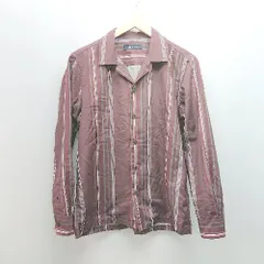 ◇ nano UNIVERSE 袖口ボタン 定番シルエット ストライプ柄 透け感なし 長袖 シャツ サイズS ブラウン レディース E  【1307120012289】