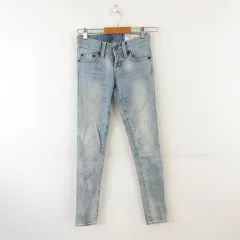 マウジー MOUSSY スキニーデニムパンツ ローライズ ロング ストレッチ 青 23 *A972