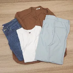 ◇ 《 GU まとめ売り4点セット サイズS ラウンドネック プルオーバー Ｔシャツ デニム パンツ シャツ レディース 》 E  【1307120012241】