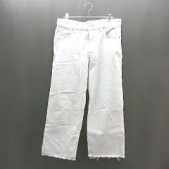 ◇ ZARA ザラ シンプル 無地 デニム ゆったりめ ダメージ カジュアル ワイドパンツ サイズ38 ブルー レディース E  【1307120012180】