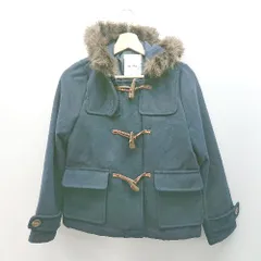 ◇ dazzlin ダズリン フロントボタン フード ファー取り外し可能」 長袖 ダッフルコート サイズF ネイビー レディース E  【1307120014252】