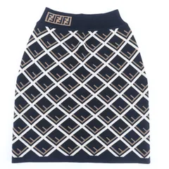 極美品☆FENDI フェンディ Fロゴ総柄 ズッカ柄 ニットスカート ミニスカート 台形スカート ブラック系 40 イタリア製 正規品 レディースのサムネイル
