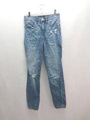 ◇ BANANA REPUBLIC ダメージ加工 デニム生地 ストリート カジュアル スキニー パンツ サイズ26/2 ブルー レディース E  【1307120018205】