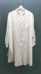 ◇ LEPSIM レプシィム ロング丈 サイドスリット 胸ポケット 薄手 シンプル 七分袖 シャツ サイズF ベージュ レディース E  【1307120017697】