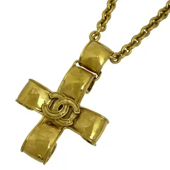 シャネル CHANEL ココマーク チェーン ネックレス ロング クロス ネックレス GP ゴールド レディース 【中古】