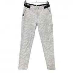 フィラゴルフ パンツ オフホワイト×グレー カモフラ 迷彩 裏起毛 ウエスト一部ゴム レディース L ゴルフウェア FILA GOLF