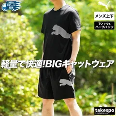 プーマ TAD BIG LOGO Tシャツ ハーフパンツ 上下 セットアップ メンズ ブランド PUMA 半袖 ビッグロゴ クルーネック グラフィック 吸汗 速乾 ドライ 527364 新作 上下セット 大きいサイズ 有 プラクティスシャツ プラシャツ