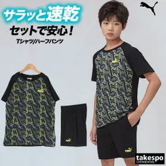 プーマ 半袖 吸汗 速乾 エッセンシャル Tシャツ ハーフパンツ 上下 セットアップ ジュニア ブランド PUMA ドライ グラフィック ラグラン袖 687812 3ds SALE セール 上下セット 男 女の子 キッズ 男の子 プラクティスシャツ