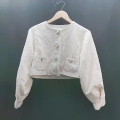 ◇ ems excite エムズエキサイト 裏地 ボタン 厚手 シンプル オシャレ 長袖 ジャケット サイズF ベージュ レディース E  【1307120019424】