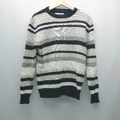 ◇ CIAOPANIC TYPY クルーネック ボーダー柄 ケーブル 起毛 ストレッチ 長袖 ニット サイズS ネイビー グレー レディース E  【1307120019400】