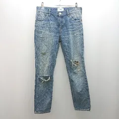 ◇ serge デニム ジーンズ 加工 ダメージ カジュアル ジップフライ パンツ 表記なし ブルー レディース E  【1307120020031】
