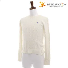 ■ POLO RALPH LAUREN ポロ ラルフローレン セーター シャツ 長袖 トップス 丸首 無地 ワンポイント メンズ レディース XS ホワイト