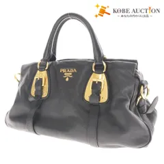 ■ PRADA プラダ ハンドバッグ ショルダーバッグ 鞄 レザー ゴールド金具 ファスナー レディース ブラック