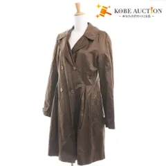 ■ ダナキャランニューヨーク DKNY トレンチコート 長袖 アウター 光沢 フレア レディース S ブラウン