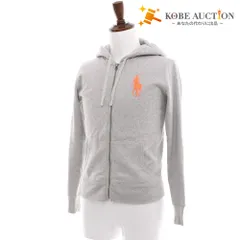 ■ RALPH LAUREN ラルフローレン パーカー アウター ファスナー フード ポケット メンズ レディース S ライトグレー