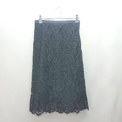 ◇ A day in the life サイドファスナー バックウエストゴム 膝丈 ストレート スカート サイズ36 ネイビー レディース E  【1307120020444】