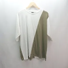 ◇ MONO-MART ラウンドネック マルチカラー ビッグシルエット 半袖 Tシャツ サイズFREE ホワイト/ベージュ レディース E  【1307120020871】