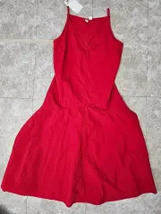 ユニクロ レッド ノースリーブ フレア ONE PIECE