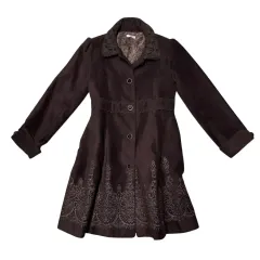 アクシーズファム ブラウン 刺繍 フレア コート