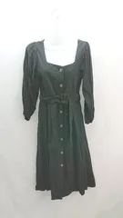 ◇ ◎ ●未使用● E hyphen world gallery PEACE 大人っぽい 無地 長袖 ひざ丈 ワンピース サイズF ブラック レディース E  【1307120021205】