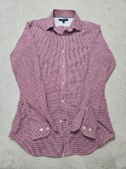 バナナリパブリック レッド COLOR チェック 柄 テーラード スリムフィット シャツ S