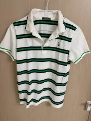 HAZZYS ヘジス 白/ネイビー ストライプ 半袖 カラーTシャツ ジュニア 155