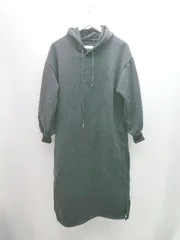 ◇ Bou Jeloud ブージュルード フード 裏起毛 シンプル オシャレ 長袖 膝丈 ワンピース サイズF ブラック レディース E  【1307120022240】