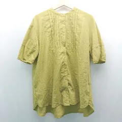 ◇ BONLECILL ボンルシール ノーカラー ボタン 薄手 シンプル オシャレ 長袖 シャツ サイズF グリーン レディース E  【1307120021847】