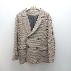 ◇ BEEP ダブルボタン チェック柄 裏地 シンプル オシャレ キレイめ 長袖 ジャケット サイズM ブラウン レディース E  【1307120021748】