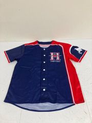 送料無料★日本ハムファイターズ　fighters★応援ユニフォーム　半袖シャツ★紺×赤　#80105sad