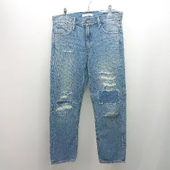 ◇ back number デニム ジーンズ 加工 ダメージ カジュアル ジップフライ パンツ サイズM ブルー メンズ E  【1307120023544】