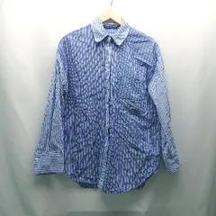 ◇ ZARA ザラ ストライプ チェック カジュアル 胸ポケット おしゃれ 長袖 シャツ サイズM ブルー メンズ E  【1307120023216】