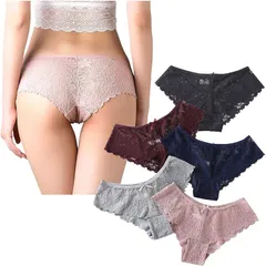 ピュアシーク ショーツ レディース セット 大きいサイズ レース 下着 Tバック リボン インナー セクシー 5枚セット (５色セット,  XL)