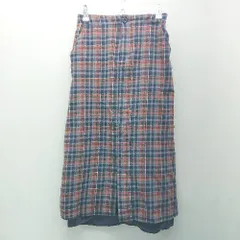 ◇ merlot メルロー ウエストゴム チェック柄 裾スリット 綺麗め ロング タイト スカート サイズF ネイビー系 レディース E  【1307120025272】のサムネイル