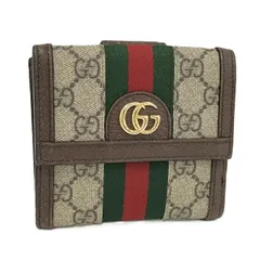 GUCCI Wホック二つ折り財布 オフィディア シェリーライン GGスプリーム ベージュ 523173